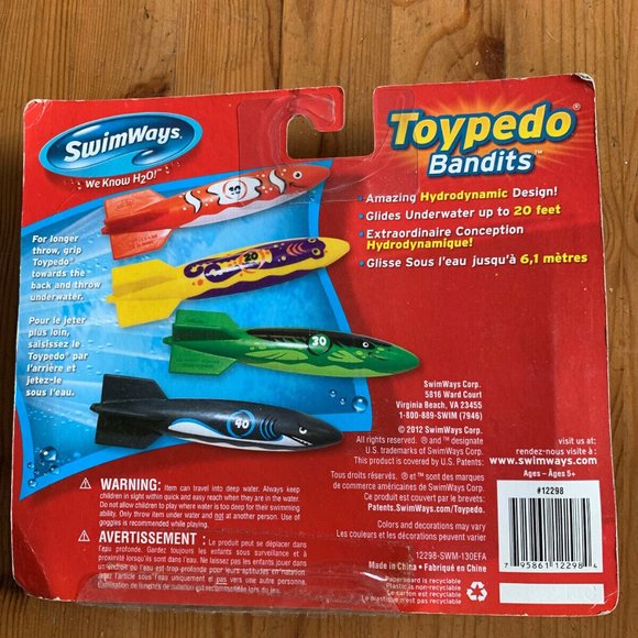 Swimways Toypedo bandits dive sticks hydrodynamic design glides 20 ft underwater - Picture 7 of 15